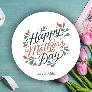 Custom Floral Mother&#39;s Day Sticker Label