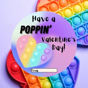 Fidget Popper Valentine Printable / Valentine for Kids