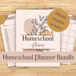 Planner moderno per l'homeschooling boho / Modelli di lezioni quotidiane minimaliste / Programma di insegnamento modificabile / Pagine di pianificazione stampabili per insegnanti mamme