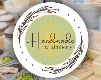 Custom Handmade With Love Sticker: Small Business Packaging, Thank You Label for Farmers Markets and Craft Fairs