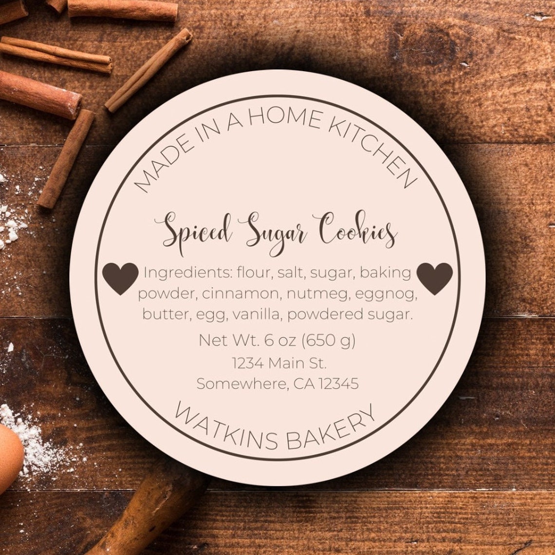 Custom Pink Cottage Bakery Labels: Personalized Homemade Food