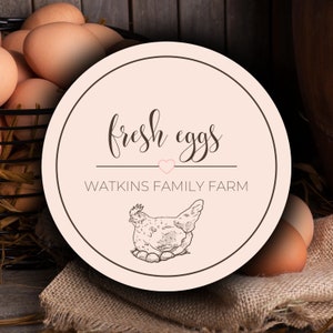 Étiquettes de carton d'oeufs pour poulailler | Stickers ferme rustique | Emballage d'oeufs personnalisé Hobby Farm | Style artisanal dessiné à la main