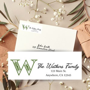 May include: A white envelope with a return address label that reads "The Watkins Family, 123 Main St., Anywhere, CA 12345". The envelope is addressed to "John Smith, 321 Somewhere Street".