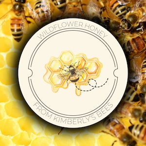 Custom Honey Labels: Watercolor Honeybee Stickers for Mason Jars