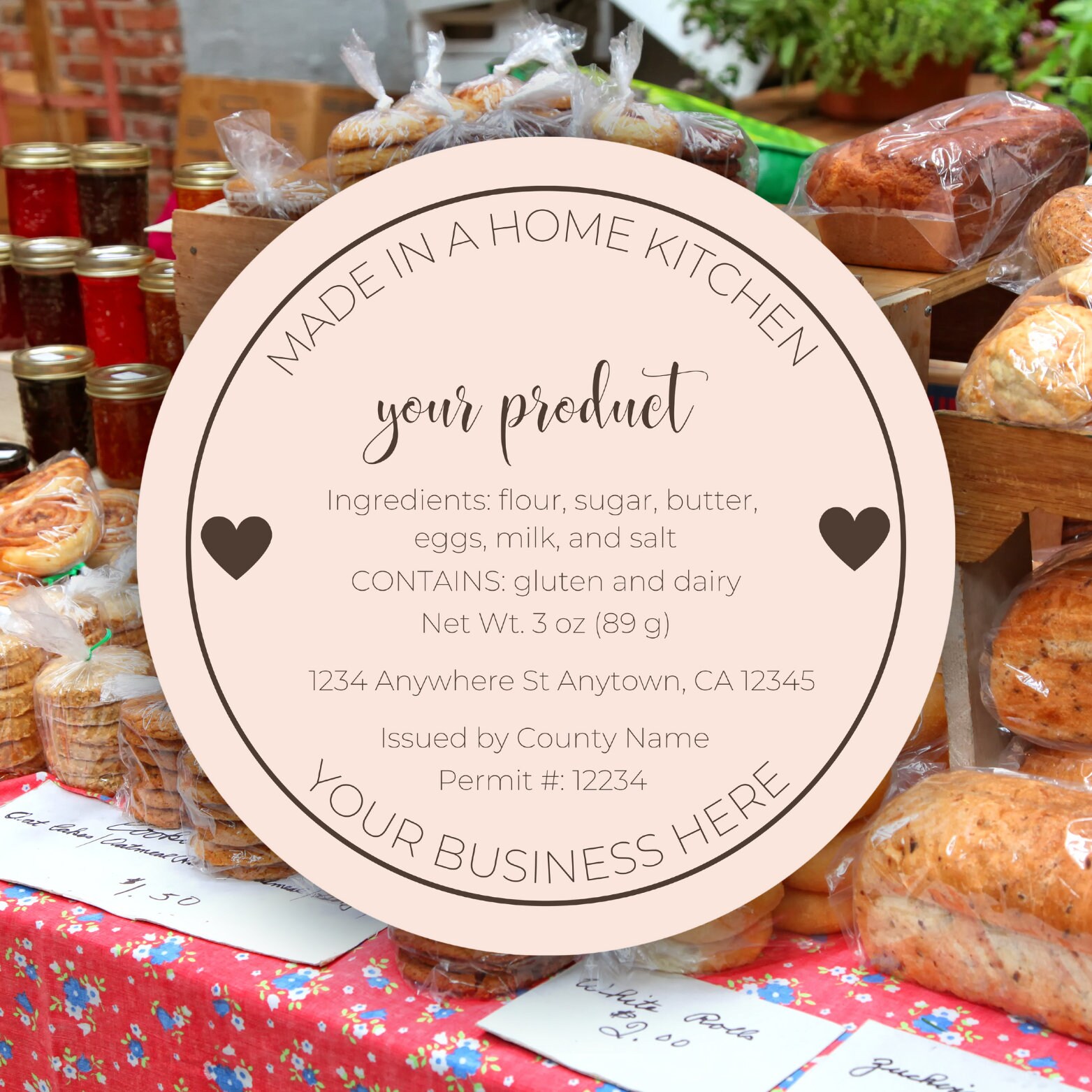 Custom Bakery Label Custom Baking Sticker Cottage Food Etsy