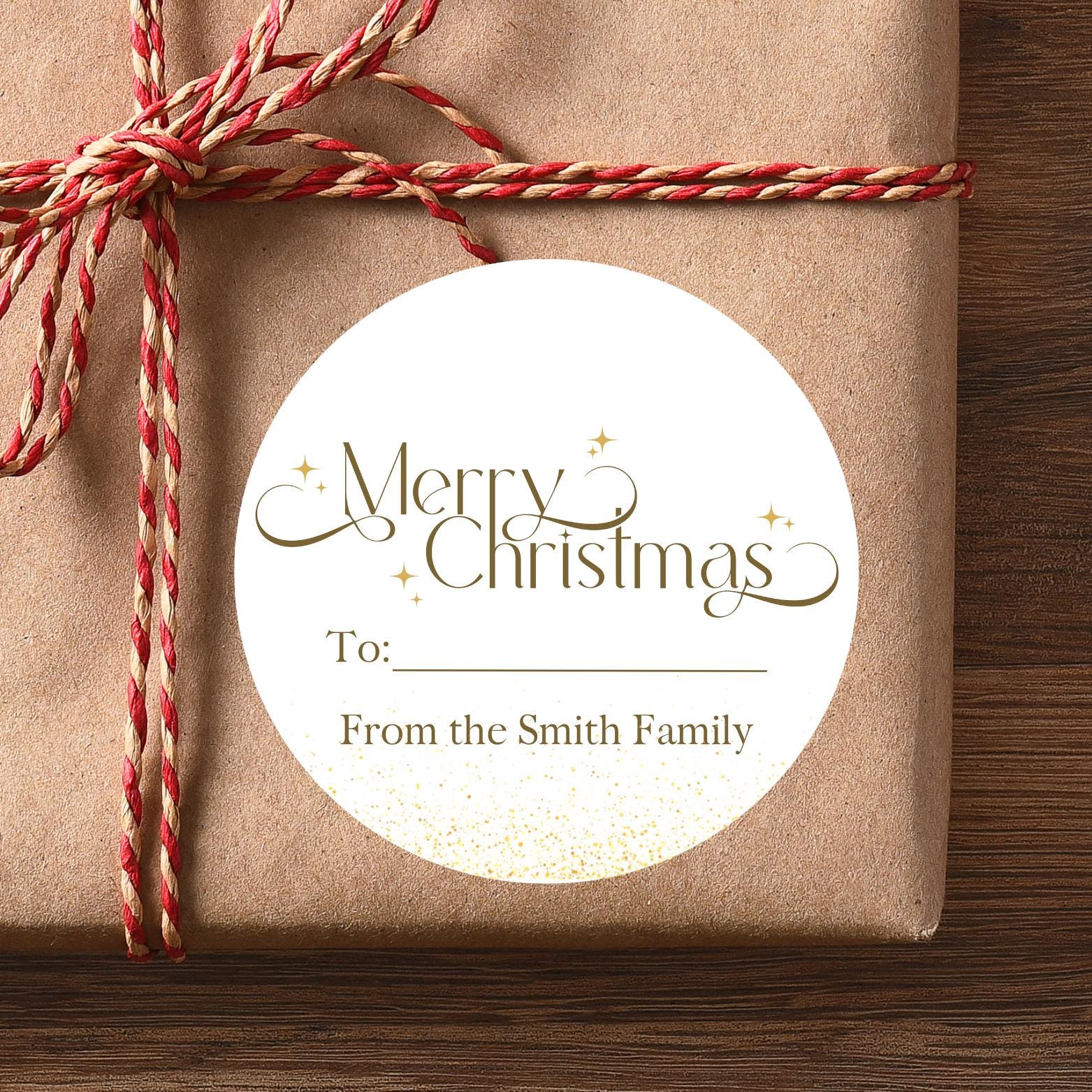 Modern Gold Christmas Present Stickers | Personalized Holiday Gift ...