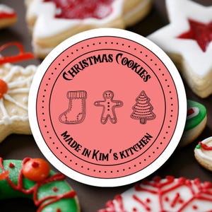 Personalized Holiday Baking Labels | Vintage Christmas Cookie Gift Tags | Custom Kitchen Stickers for Homemade Holiday Treats