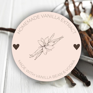Custom Vanilla Extract Label / Baking Sticker / Personalized Gift Label / Organic Vanilla Essence / Vanilla Flavoring / Wedding Favor