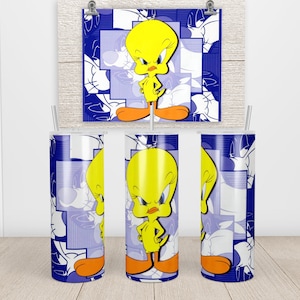 Tweety Cartoon 20 oz Tumbler PNG / Skinny Tumbler Seamless 20oz Wrap Sublimation / Tweety Bird Floral 20 oz Tumbler - DESCARGA INSTANTE
