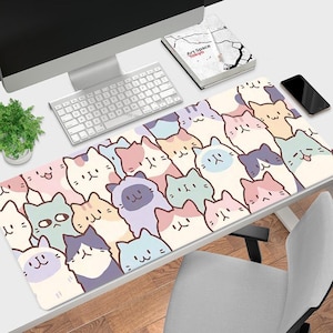 Kawaii Cat Mouse Pad , Different sizes Personalized Printing, Gaming Mouse Pad, Customized Mouse Pad, Game, Anime, Desk Mat