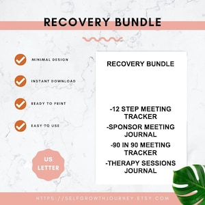 RECOVERY BUNDLE – includes 4 files to print or download – 12 steps Therapy AA Recovery