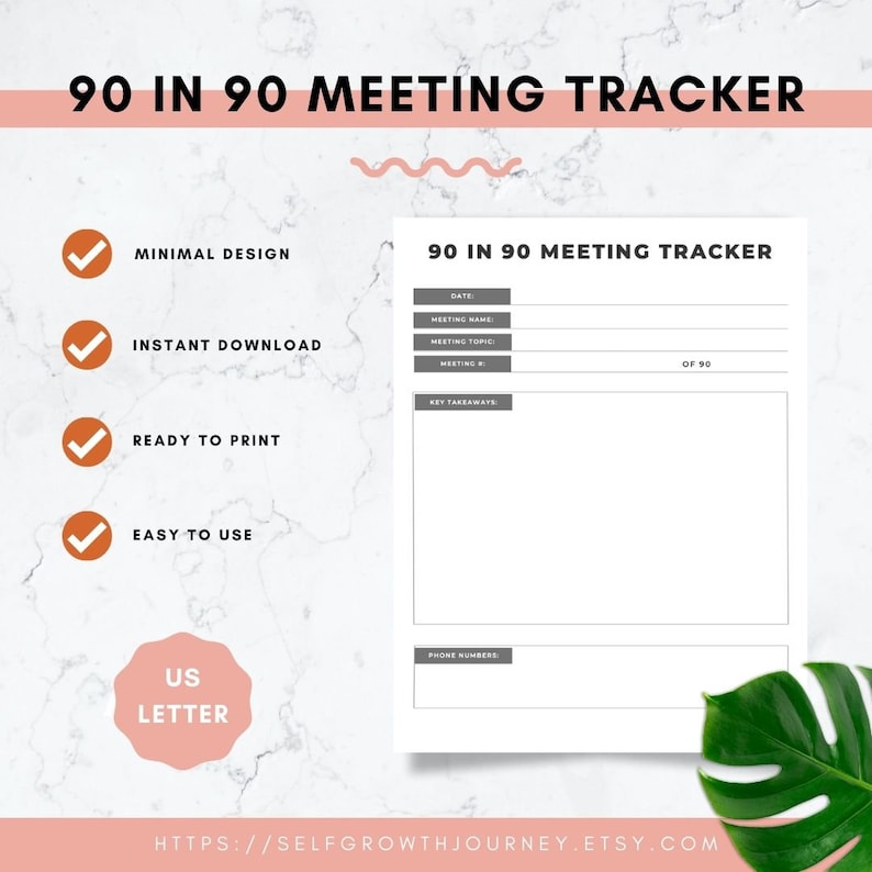 Key Topic Tracker 90 in 90 Meeting Tracker Recovery 12 Steps 90 in 90 - Etsy