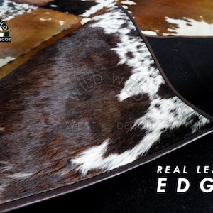 Natural Cowhide Patchwork Rug | Handmade Cowhide Carpet | Home Décor Cow Skin Rug | Hair-on-Leather Patchwork Rug | Cowhide Hallway Runner image 9