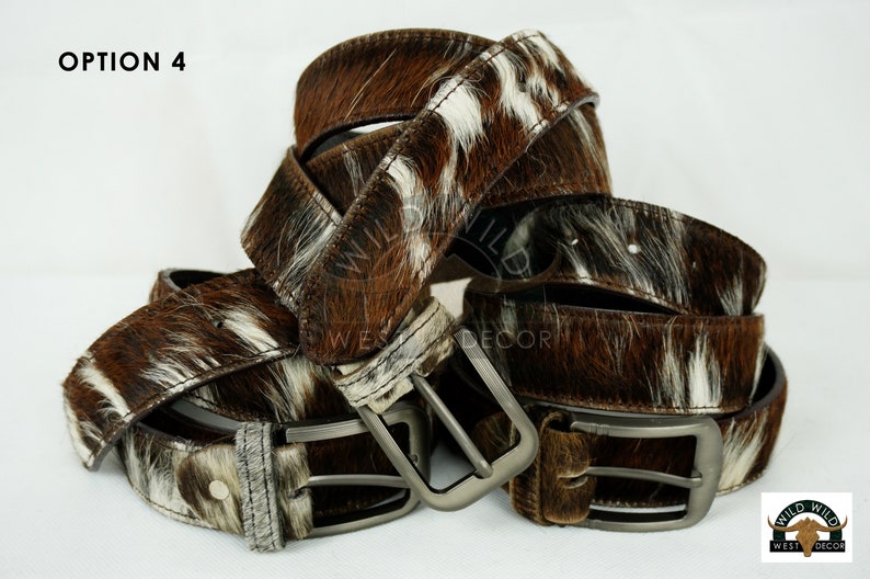 Real COWHIDE Leather Belts for Adults 100% Natural Cow hide Belts for Men and Women Genuine Cowhide Belts for Cowboys, Cowgirls Option 4