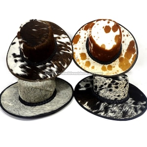 Real Cowhide Cowboy Hat with Adjustable Strap, Cowboy Hat for Men and Women, Genuine Leather Cowboy Hat, Cowboy Hats for Adults, Cowgirl Hat