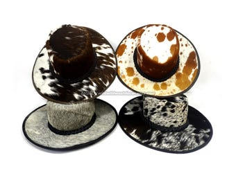 Real Cowhide Cowboy Hat with Adjustable Strap, Cowboy Hat for Men and Women, Genuine Leather Cowboy Hat, Cowboy Hats for Adults, Cowgirl Hat