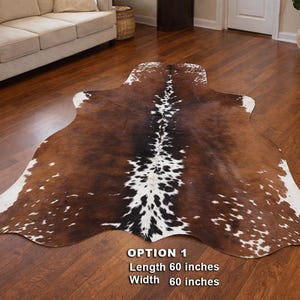 100% Natural Cowhide Rug | Hair-on Leather Area Rug | Exact as Picture