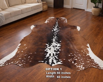 100% Natural Cowhide Rug | Hair-on Leather Area Rug | Exact as Picture