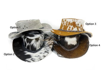 Real Cowhide Cowboy Hat with Adjustable Strap and Ventilation Eyelets, Cowboy Hat for Men and Women, Cowboy Hats for Adults, Cowgirl Hat
