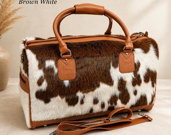 Cowhide Leather Duffel Travel Weekender Overnight Carry Gym Western Handmade Luggage Bag