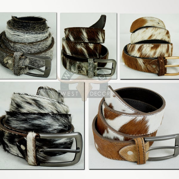 Echte COWHIDE Ledergürtel für Erwachsene | 100% natürliche Rindsleder Gürtel für Männer und Frauen | Echte Ledergürtel für Cowboys, Cowgirls