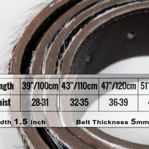 Real COWHIDE Leather Belts for Adults 100% Natural Cow hide Belts for Men and Women Genuine Cowhide Belts for Cowboys, Cowgirls image 9
