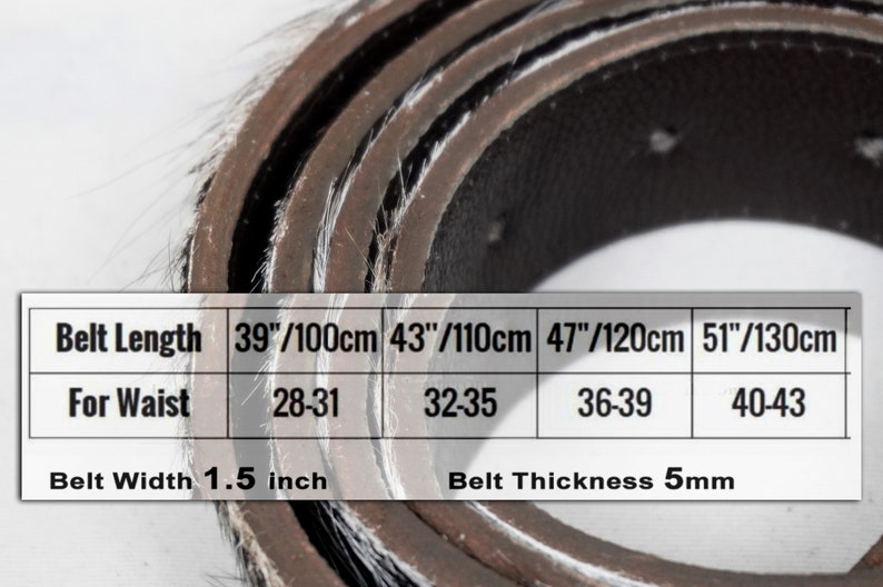 Real COWHIDE Leather Belts for Adults 100% Natural Cow hide Belts for Men and Women Genuine Cowhide Belts for Cowboys, Cowgirls image 9