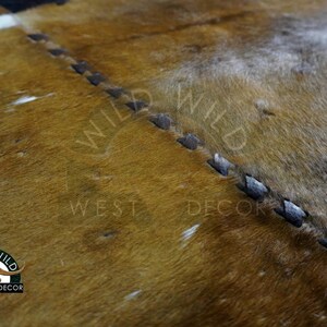 Natural Cowhide Patchwork Rug | Handmade Cowhide Carpet | Home Décor Cow Skin Rug | Hair-on-Leather Patchwork Rug | Cowhide Hallway Runner image 6