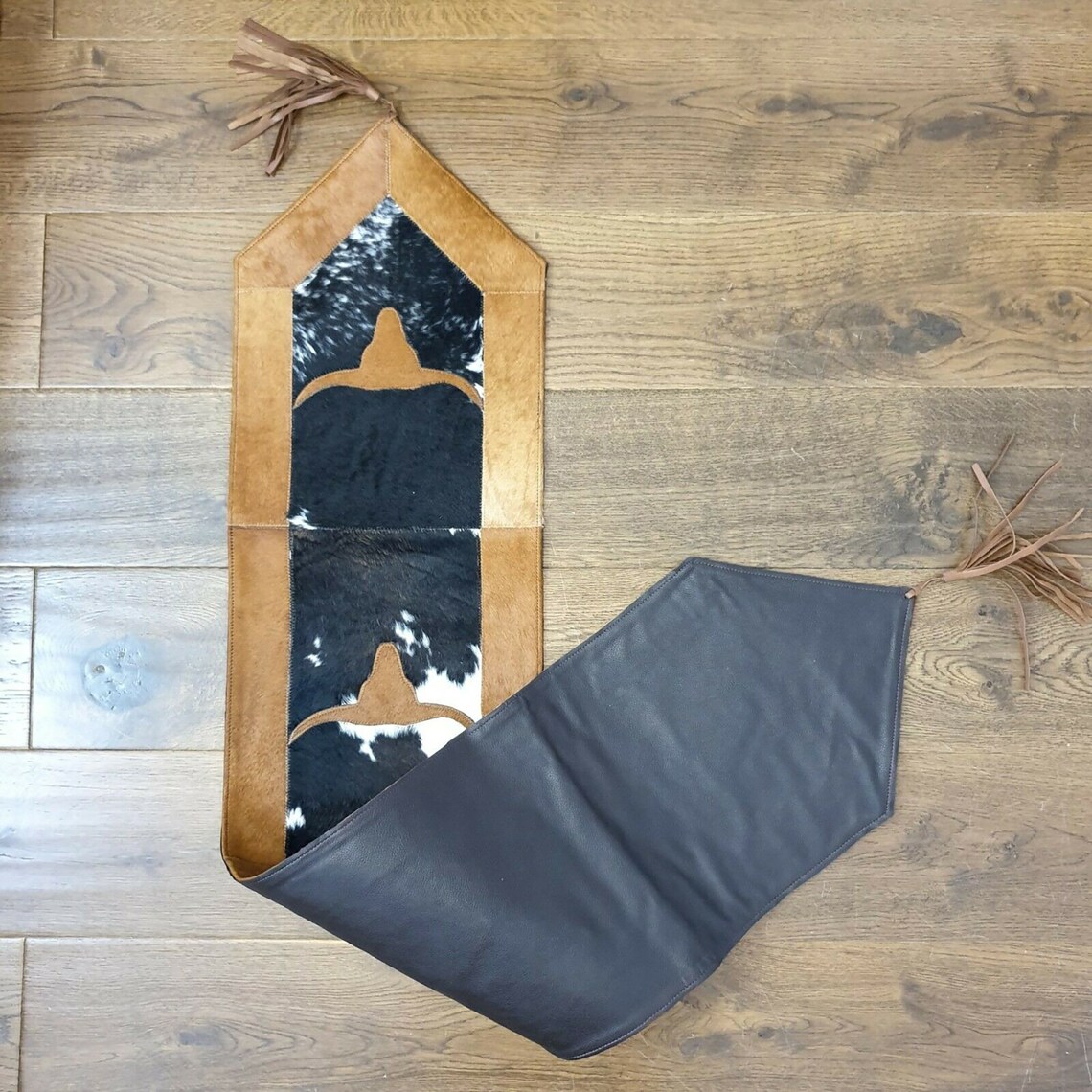 Natural Cowhide Patchwork Table Runner | Handmade Cowhide Table Runner ...