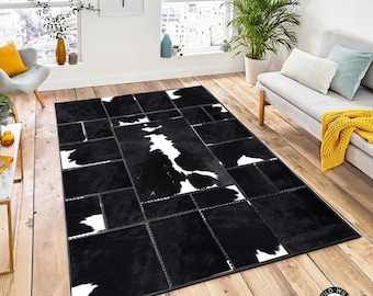 Cowhide rug, home décor carpet, real leather rug, leather embroidery rug, 100% natural cow skin, living room carpet, cowhide hallway runner
