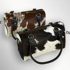 Cowhide barrel handbag women crossbody shoulder bag handmade tote fashion bag real hair on cowhide everyday travel shopping work leather bag