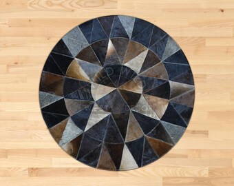 Natural Cowhide Leather Area Rug | Handmade Cowhide Carpet | Comfy Home Décor Cow Skin Rug | Hair-on-Leather Patchwork Rug | Cowhide Rug
