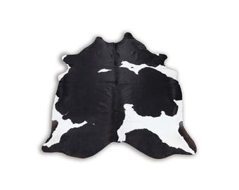 Natural Brazilian Cowhide Rug | Black White Hair-on Leather Floor Decor Rug