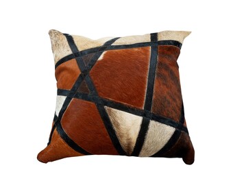 Natural cowhide patchwork pillow covers for home décor cowhide leather cushion cases cowhide leather throw pillow covers for sofa & bedroom