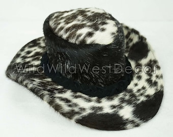 Real Cowhide Cowboy Hat with Adjustable Strap, Cowboy Hat for Men and Women, Genuine Leather Cowboy Hat, Cowboy Hats for Adults, Cowgirl Hat