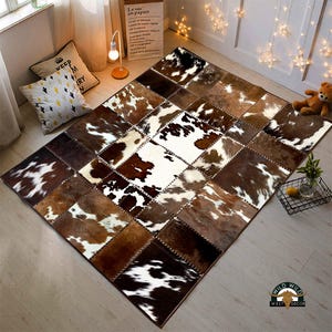 HUGE 8x7 FT White Cowhide Rug – Natural Hair-On Hide, Light Beige Shade