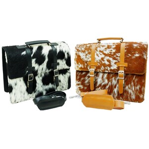Sac de bureau en cuir de vachette fait main, sac pour ordinateur portable en cuir véritable, sac messager en cuir de vache, sac cartable unisexe en cuir, sac pour documents en peau de vache original