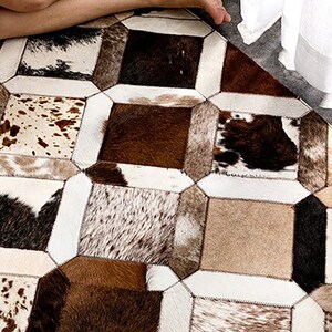 Natural Cowhide Patchwork Rug | Handmade Cowhide Carpet | Home Décor ...