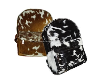 100% naturalny włos na skórzanym plecaku na ramię ze skóry bydlęcej | Torba szkolna | Torba na laptopa | Torba podróżna | Torba na pieluchy ze skóry bydlęcej | Prezent dla niego/niej