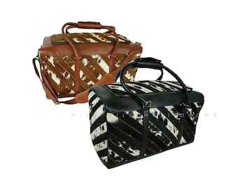 Cowhide Leather Duffle Bag | Hair-on Leather Weekender