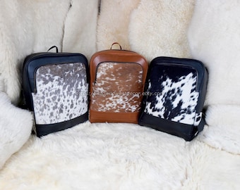 Plecak ze skóry bydlęcej z domieszką włosa | Ręcznie robiona torba na laptopa do 16 cali