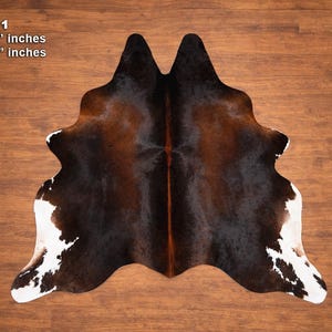 Tricolor natural hair on cowhide leather rugs | Exact as Pictures