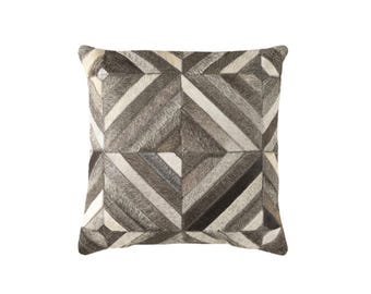100% natural cowhide leather cushion cases for home, office, bedroom, sofa décor new patchwork style real cowhide leather pillow covers