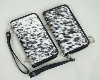 Cowhide Leather Clutch Purse | Real Leather Clutch Wallet | Ladies Clutch Wristlet Bag | Women Hand Purse with Card Holders | Gift For Her