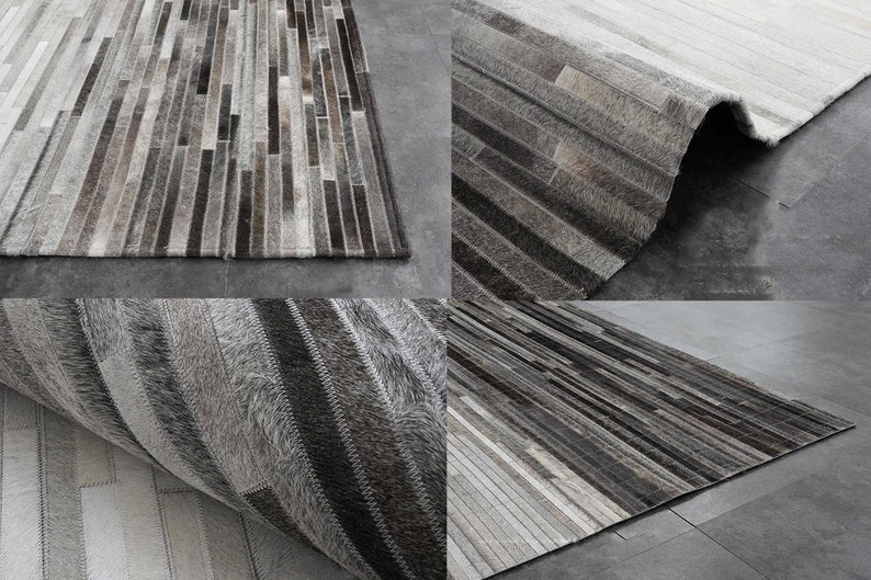 Natural Cowhide Patchwork Rug Handmade Cowhide Carpet Home Décor Cow