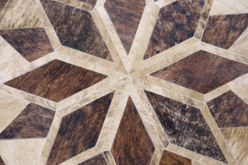 Cow Rug Texture Natural Cowhide Carpet | Real Leather Round Rug | Home Décor Rug ...