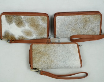 Cowhide Leather Clutch Purse | Real Leather Clutch Wallet | Ladies Clutch Wristlet Bag | Women Hand Purse with Card Holders | Gift For Her