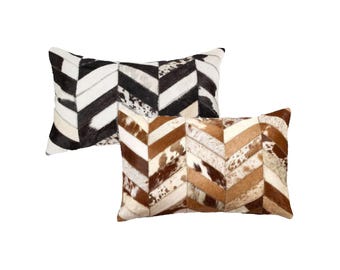 Cowhide leather patchwork pillow covers 100% natural cowhide leather throw cushions sofa & bedroom pillow cases home décor cushion covers