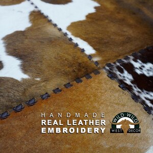 Natural Cowhide Patchwork Rug | Handmade Cowhide Carpet | Home Décor Cow Skin Rug | Hair-on-Leather Patchwork Rug | Cowhide Hallway Runner image 3