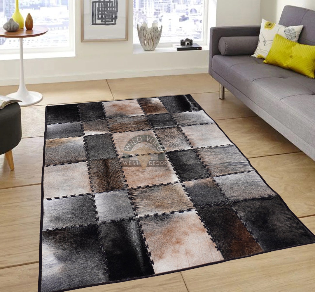 Natural Cowhide Leather Area Rug | Handmade Interior Floor Carpet |soft ...